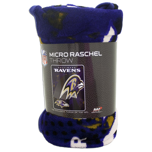 Blanket - Rolled Micro Raschel - Baltimore Ravens