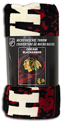 Blanket - Rolled Micro Raschel - Chicago Blackhawks