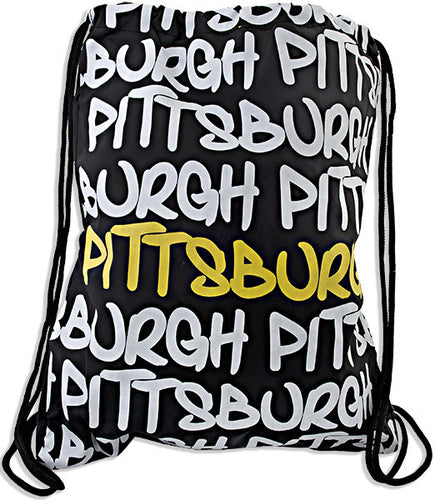 Robin Ruth Drawstring Backpack Black/Gold Pittsburgh