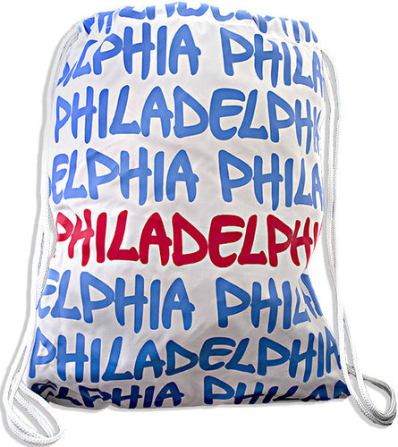 Robin Ruth Drawstring Backpack White/ Blue/Red Philadelphia