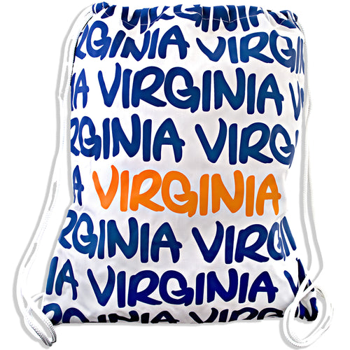 Robin Ruth Drawstring Backpack White / Navy / Orange Virginia