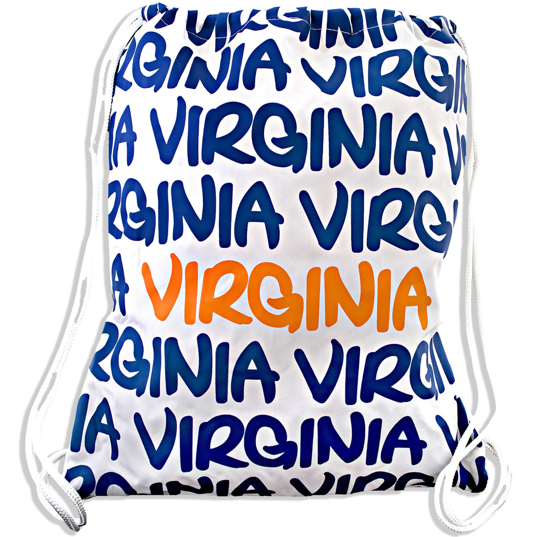 Robin Ruth Drawstring Backpack White / Navy / Orange Virginia