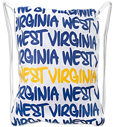 Robin Ruth Drawstring Backpack White / Navy / Gold West Virginia