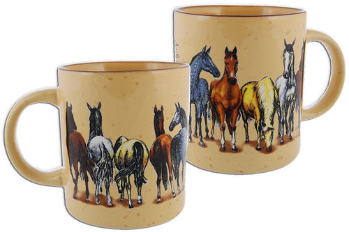 Coffee Mug Tan Speckled Horses with ASSATEAGUE