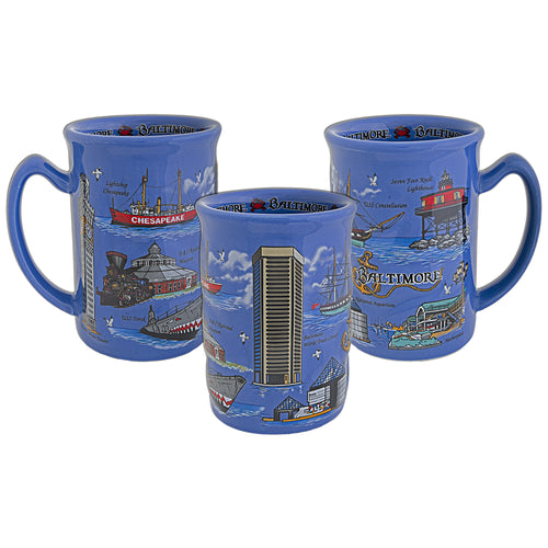 Coffee Mug Blue Raised Baltimore