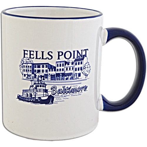 Coffee Mug White Cobalt Fells Point Baltimore