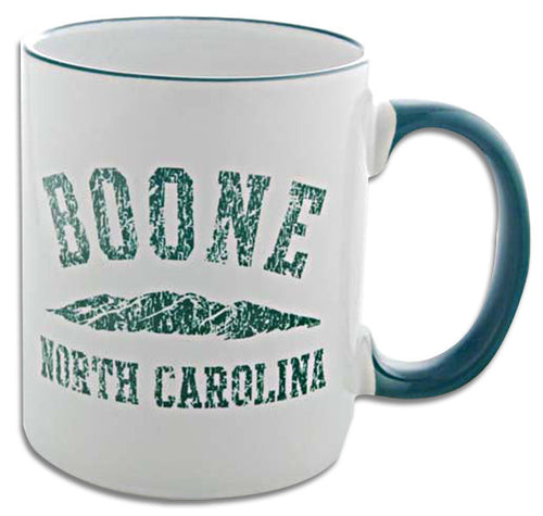 Coffee Mug White Green Boone NC Distressed