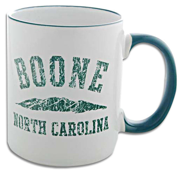 Coffee Mug White Green Boone NC Distressed