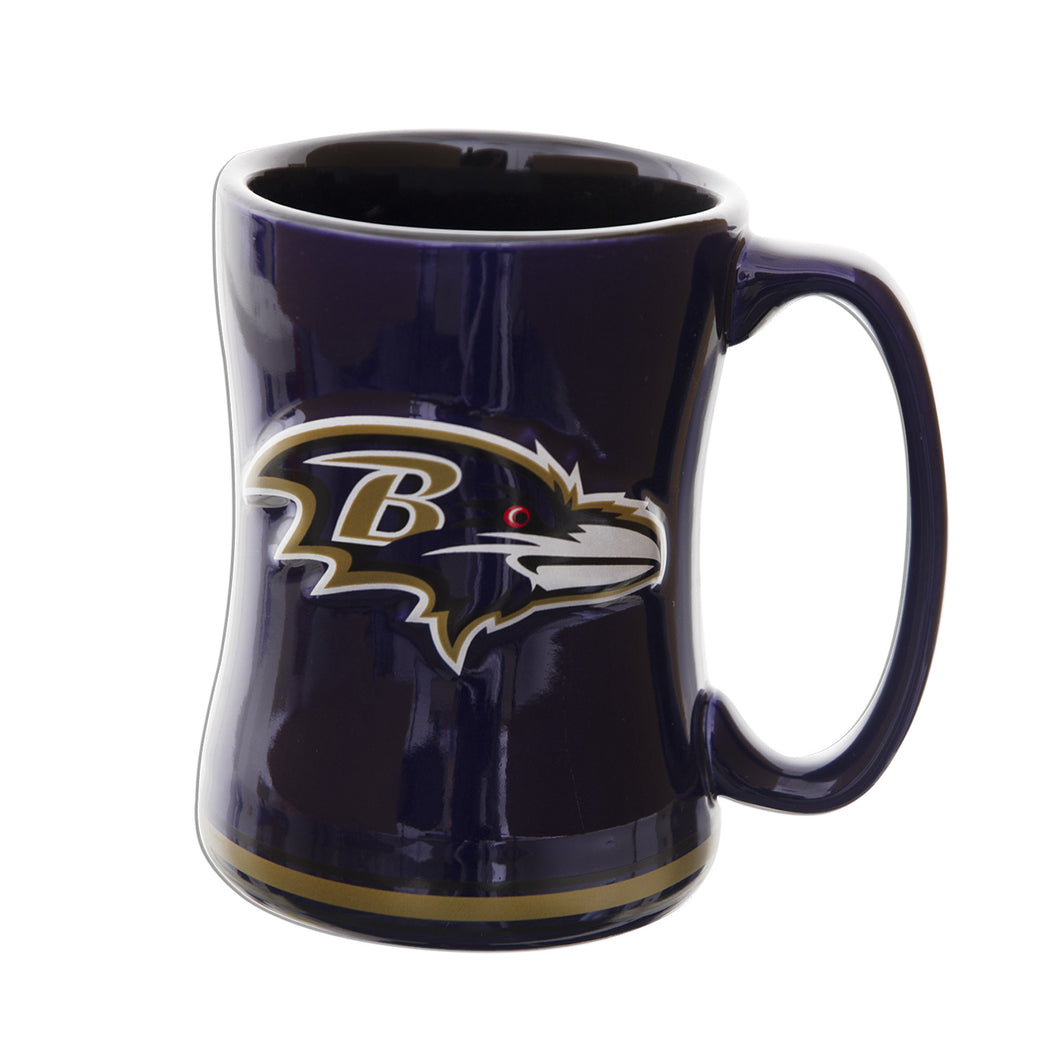 CMBR03 Coffee Mug Sculpted Raised 15 oz Ravens
