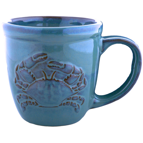 Coffee Mug Pottery Embossed Crab