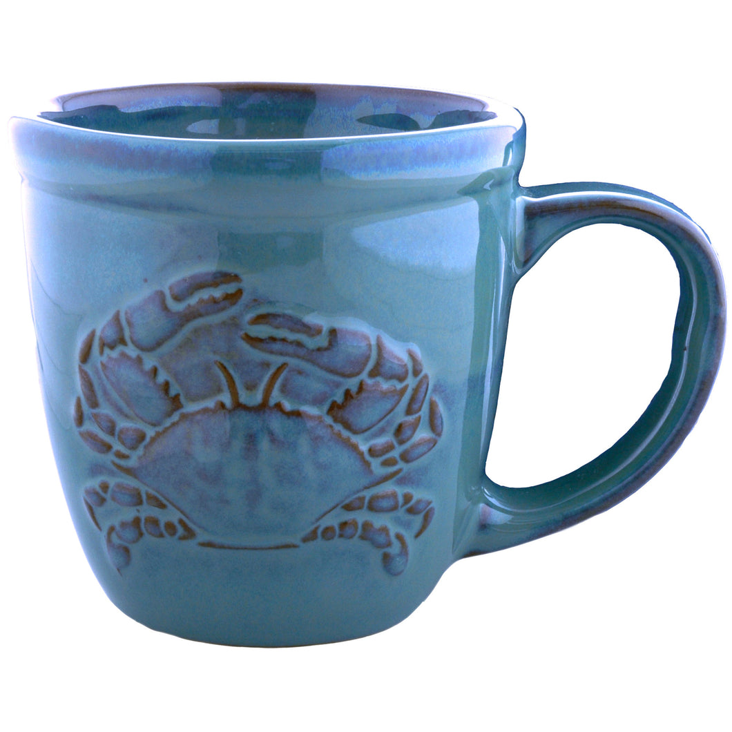 Coffee Mug Pottery Embossed Crab