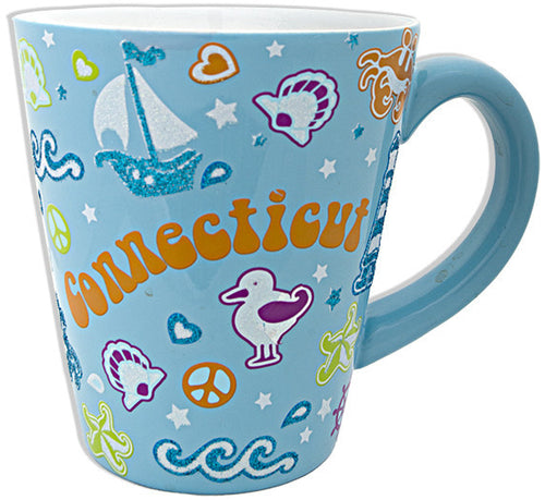 Coffee Mug AQUA Glitter Connecticut