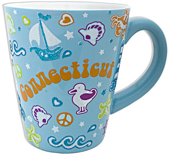 Coffee Mug AQUA Glitter Connecticut