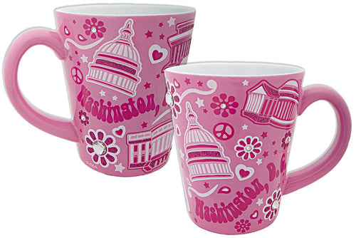 Coffee Mug Glitter Pink Washington DC