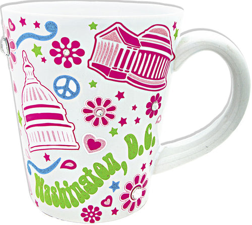 Coffee Mug Glitter White Washington DC