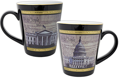 Coffee Mug Black Tapered Washington DC Parchment