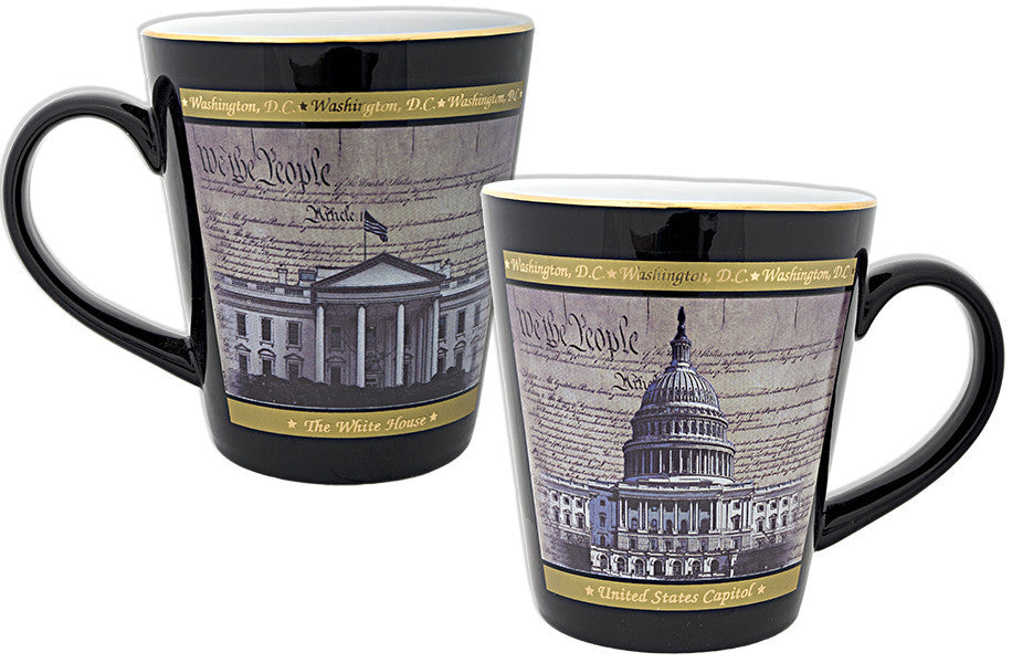 Coffee Mug Black Tapered Washington DC Parchment