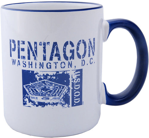Coffee Mug White Cobalt Pentagon Stencil