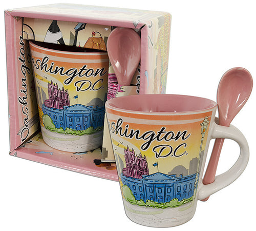 Tapered Mug Boxed with Spoon DC Watercolor