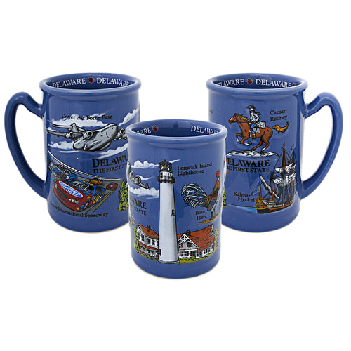 Coffee Mug Blue Raised Delaware