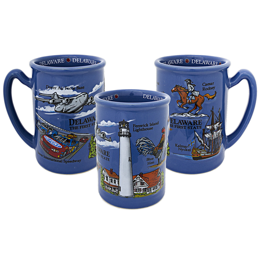 Coffee Mug Blue Raised Delaware