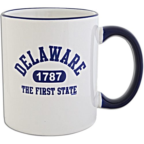 Coffee Mug White Cobalt Delaware 1787