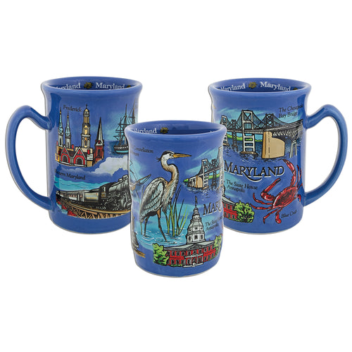 Coffee Mug Blue Raised Maryland