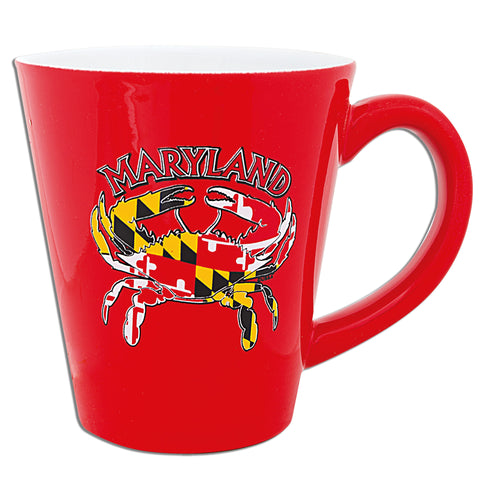 Coffee Mug Red Tapered Maryland Crab Flag