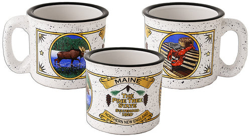 Campfire Mug White with Black Maine Lobster Moose