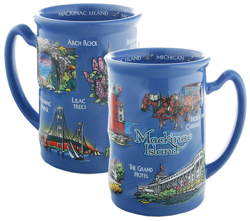 Coffee Mug Blue Raised Mackinac Island