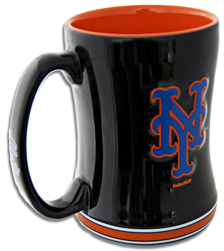 Coffee Mug Sculpted Raised 15 oz New York Mets