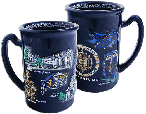 Coffee Mug Raised Cobalt US Naval Academy