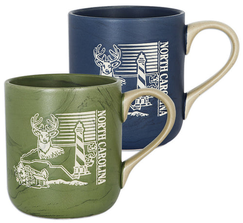 Coffee Mug Marble Green Blue North Carolina