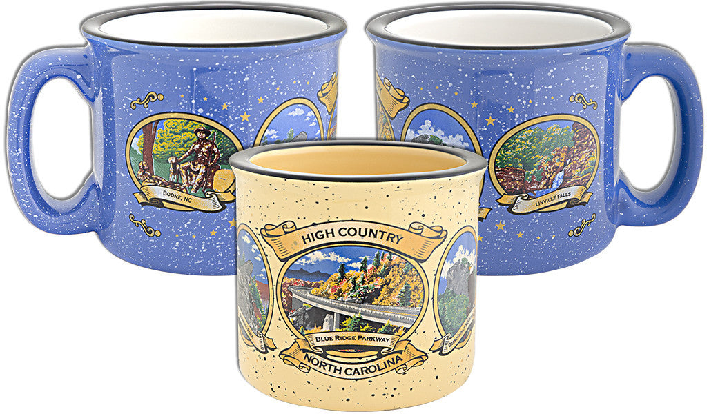 Campfire Mug TanBlue Mix High Country NC