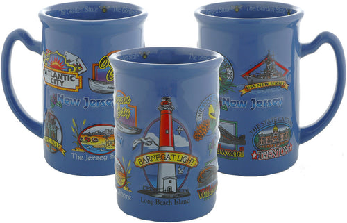 Coffee Mug Blue Raised New Jersey