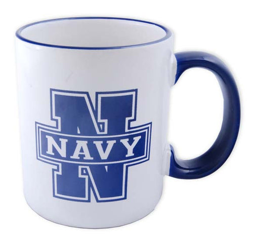 Coffee Mug White with Cobalt Trim Navy N