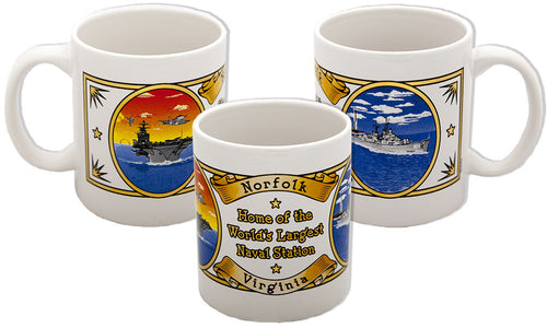 Coffee Mug with Gold Naval Station Norfolk