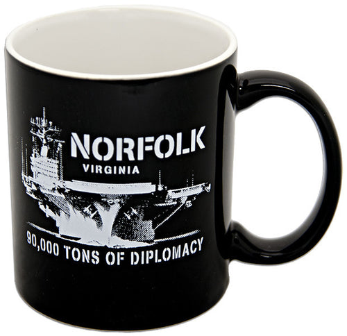 Coffee Mug Black with white inside Norfolk 90000 Tons