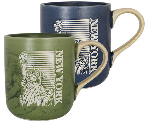 Coffee Mug Marble Green Blue New York