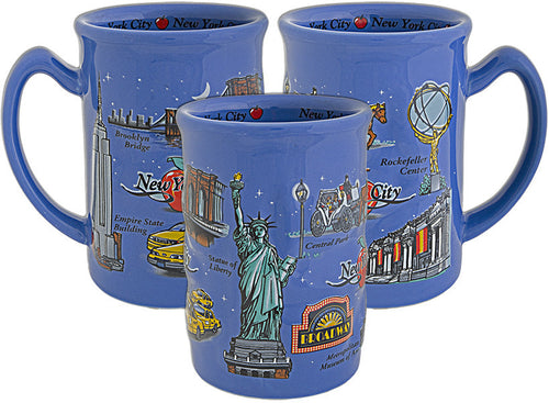 Coffee Mug Blue Raised New York City