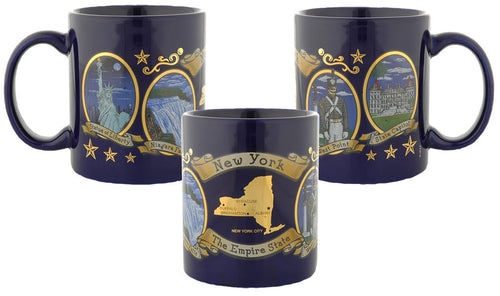 Coffee Mug Cobalt New York State Icons