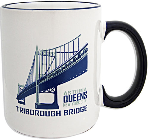 Coffee Mug White Cobalt Triborough Bridge