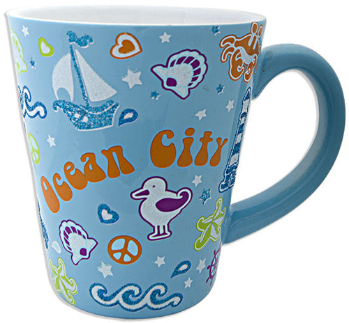 Coffee Mug AQUA Glitter Ocean City