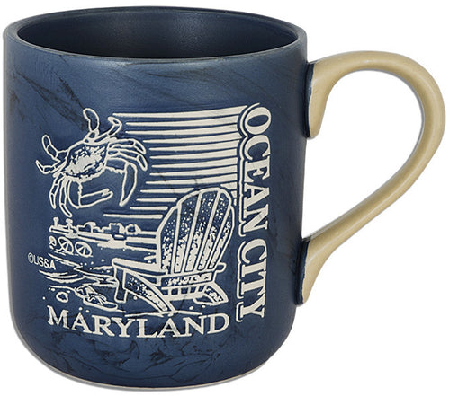 Coffee Mug Marble Blue Ocean City