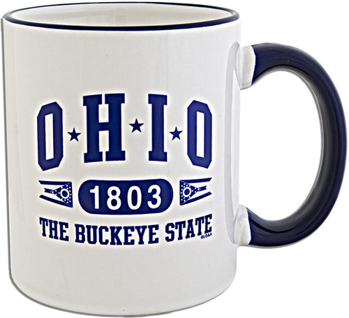 Coffee Mug White Cobalt Ohio 1803