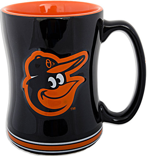 Coffee Mug Sculpted Raised 15 oz Orioles