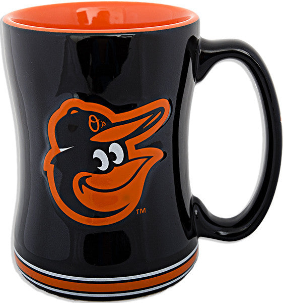 Coffee Mug Sculpted Raised 15 oz Orioles