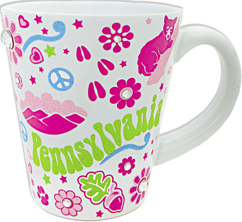 Coffee Mug Glitter White Pennsylvania