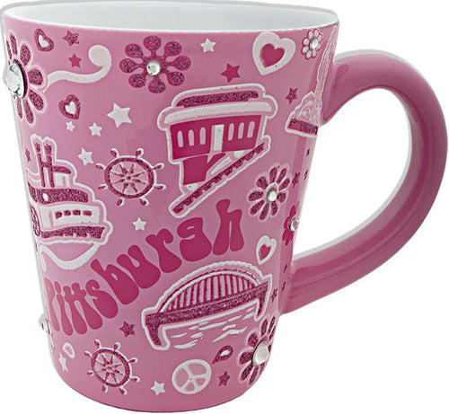 Coffee Mug Glitter Pink Pittsburgh