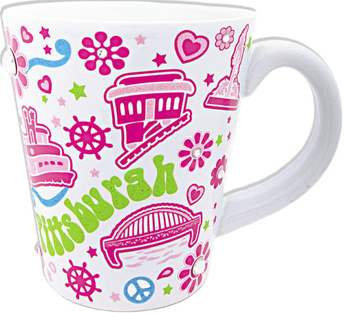 Coffee Mug Glitter White Pittsburgh